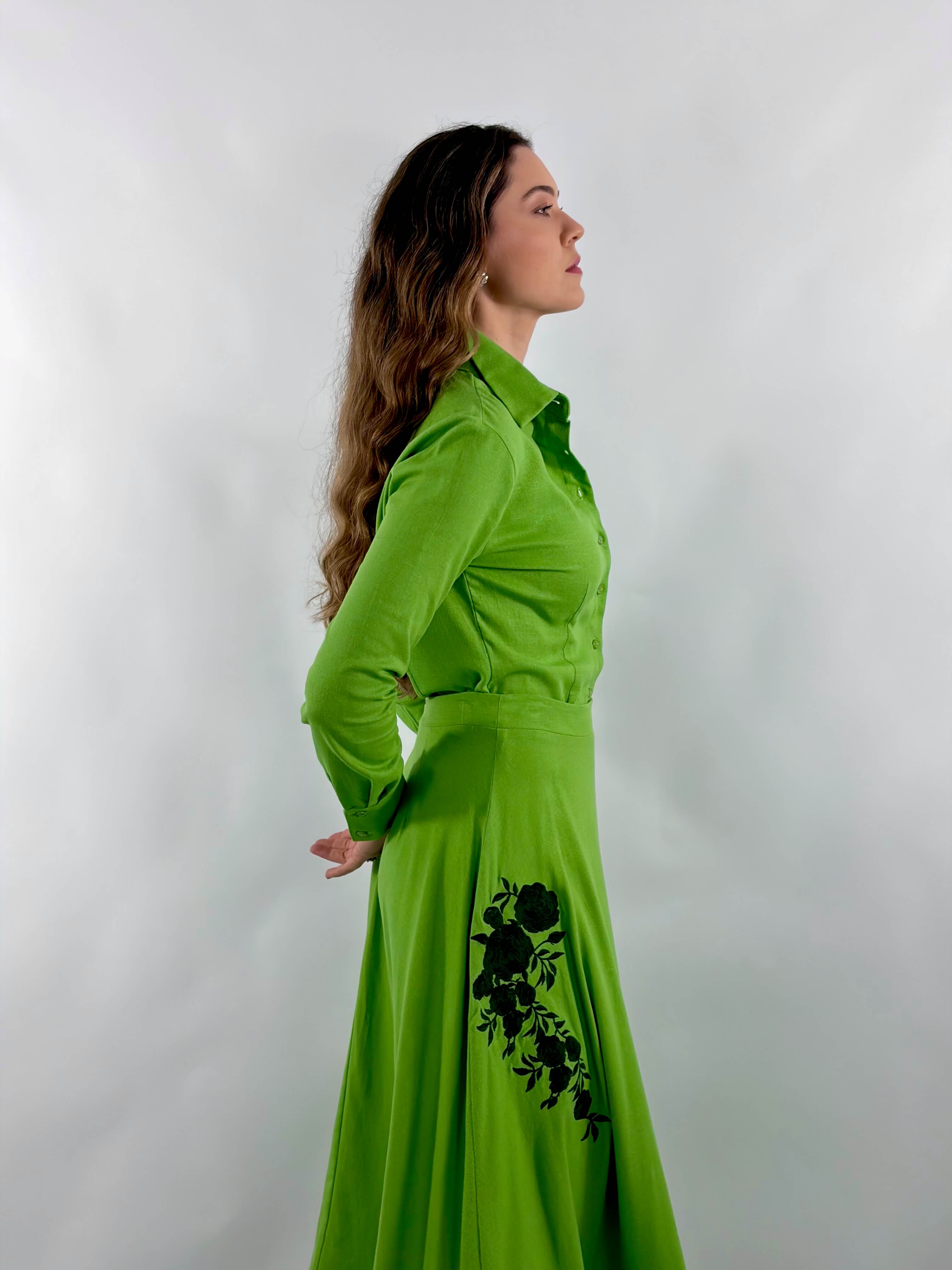 Saia Bordada - Verde